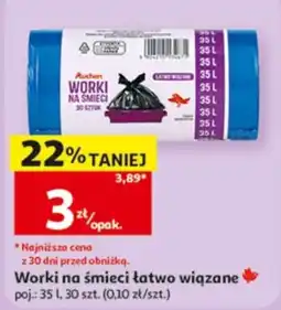 Auchan Worki na śmieci łatwo wiązane oferta