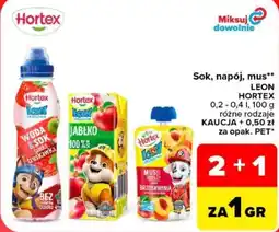 Carrefour Sok, napój, mus Leon Hortex oferta