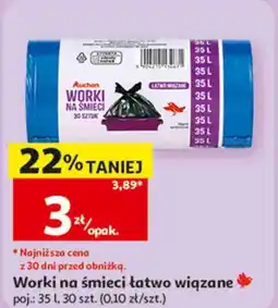 Auchan Worki na śmieci łatwo wiązane oferta