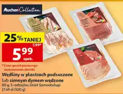 Auchan Wędliny w plastrach podsuszane lub zimnym dymem wędzone Auchan Collection oferta
