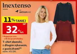 Auchan T-shirt damski, z długim rękawem, z guzikami Inextenso oferta