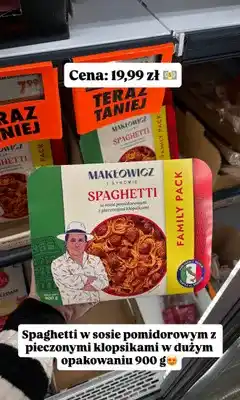 Biedronka Spaghetti w sosie pomidorowym z pieczonymi klopsikami Makłowicz i Synowie oferta