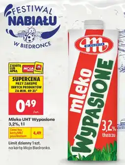 Biedronka Mleko UHT Wypasione Mlekovita 3,2% oferta