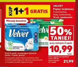 Kaufland Papier toaletowy Velvet Delikatnie biały 3-warstwowy 12-pak oferta