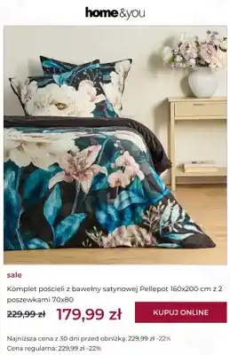 Komplet pościeli z bawełny satynowej Pellepot 160x200 cm z 2 poszewkami 70x80 home & you