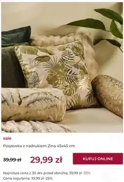 Home&You Poszewka z nadrukiem Zina 45x45 cm home & you oferta
