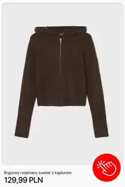 Cropp Brązowy rozpinany sweter z kapturem Cropp oferta