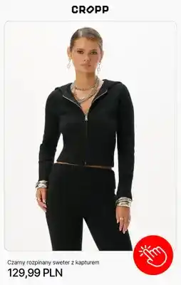 Cropp Czarny rozpinany sweter z kapturem Cropp oferta