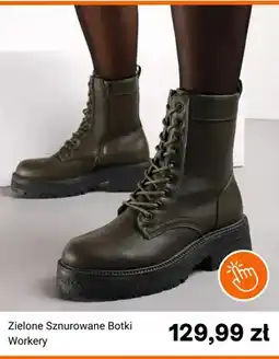 Born2be Zielone sznurowane botki workery oferta