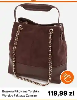 Born2be Brązowa pikowana torebka worek o fakturze zamszu Born2be oferta