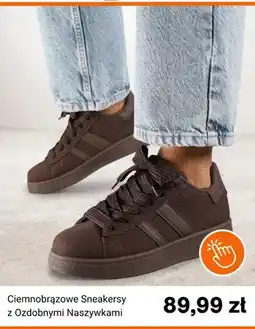 Born2be Ciemnobrązowe sneakersy z ozdobnymi naszywkami oferta