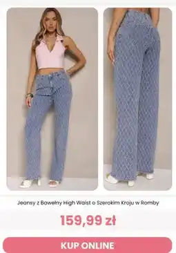 Renee Jeansy z bawełny high waist o szerokim kroju w romby Renee oferta