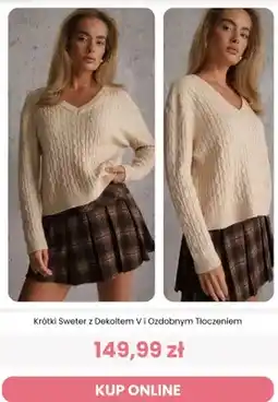 Renee Krótki sweter z dekoltem V i ozdobnym tłoczeniem Renee oferta
