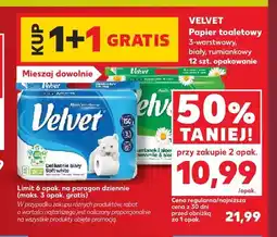 Kaufland Papier toaletowy 3-warstwowy biały 12-pak Velvet oferta