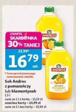Auchan Sok Andros z pomarańczy lub klementynek oferta