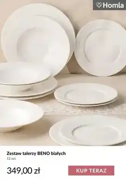 Homla Zestaw talerzy Beno białych 12 szt. Homla oferta