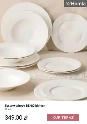 Zestaw talerzy Beno białych 12 szt. Homla