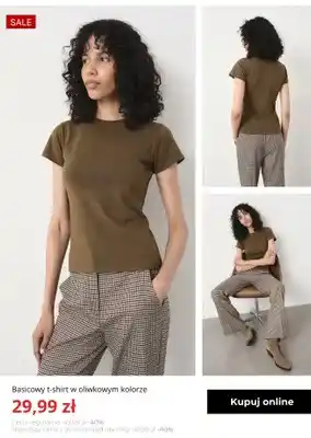 Basicowy t-shirt w oliwkowym kolorze Greenpoint