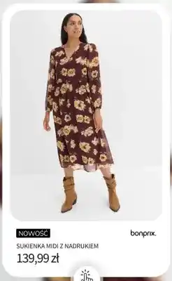 BonPrix Sukienka midi z nadrukiem Bonprix oferta