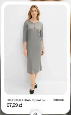 BonPrix Sukienka dresowa rękawy 3/4 Bonprix oferta