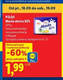 Lidl Masło ekstra Pilos 82% oferta