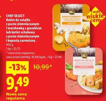Lidl Kotlet schabowy z purée ziemniaczanym i kapustą zasmażaną Chef Select oferta