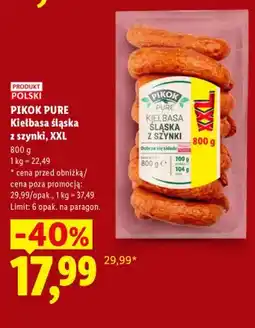 Lidl Kiełbasa śląska z szynki XXL Pikok Pure oferta