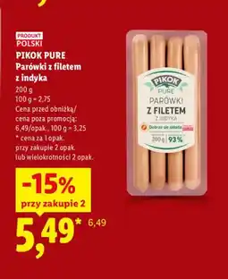 Lidl Parówki z filetem z indyka Pikok Pure oferta