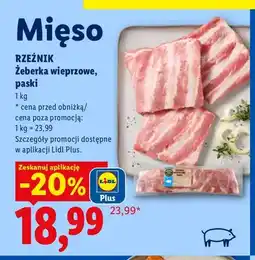 Lidl Żeberka wieprzowe paski Rzeźnik oferta
