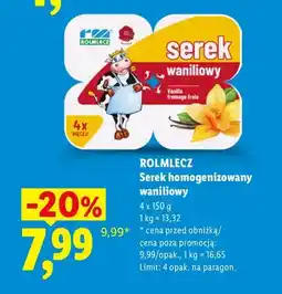 Lidl Serek homogenizowany waniliowy Rolmlecz 4-pak oferta