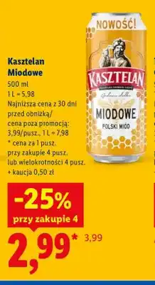 Lidl Piwo Kasztelan Miodowe oferta