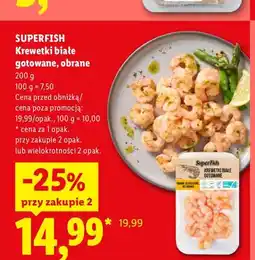 Lidl Krewetki białe gotowane obrane SuperFish oferta
