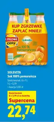 Lidl Sok pomarańcza Solevita 6-pak 100% oferta