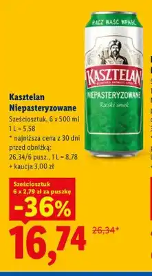 Lidl Piwo Kasztelan Niepasteryzowane 6-pak oferta