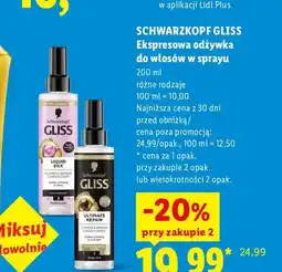 Lidl Ekspresowa odżywka do włosów w sprayu Liquid Silk Schwarzkopf Gliss oferta