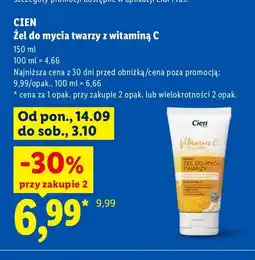 Lidl Żel do mycia twarzy z witaminą C Cien oferta