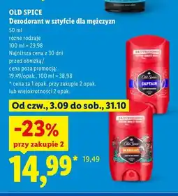 Lidl Dezodorant w sztyfcie dla mężczyzn Old Spice Captain oferta