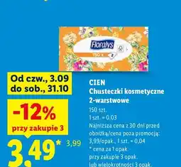 Lidl Chusteczki kosmetyczne 2-warstwowe Cien oferta