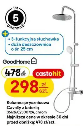 Kolumna prysznicowa Cavally z baterią GoodHome chrom