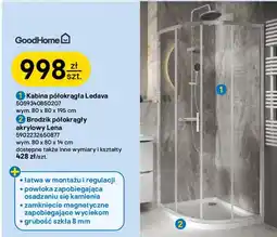 Castorama Kabina półokrągła Ledava GoodHome 80 x 80 x 195 cm oferta