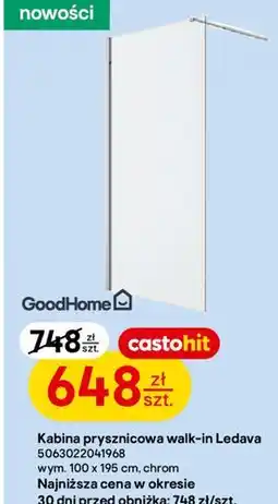 Castorama Kabina prysznicowa walk-in Ledava GoodHome 100 x 195 cm oferta