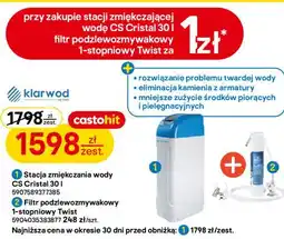Castorama Klarwod Stacja zmiękczania wody CS Cristal 30 l + Filtr podzlewozmywakowy 1-stopniowy Twist oferta