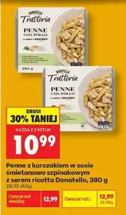 Biedronka Penne z kurczakiem w sosie śmietanowo szpinakowym z serem ricotta Donatello, 380 g oferta
