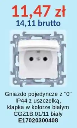 AT Gniazdo pojedyncze z "0" IP44 z uszczelką, klapka w kolorze białym CGZ1B.01/11 biały oferta