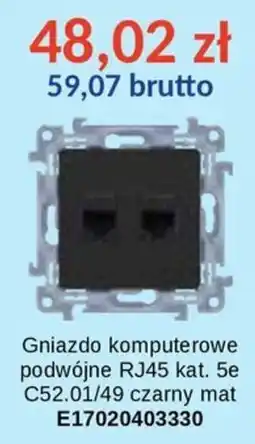 AT Gniazdo komputerowe podwójne RJ45 kat. 5e C52.01/49 czarny mat oferta