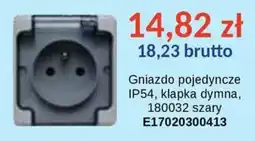 AT Gniazdo pojedyncze IP54, klapka dymna, 180032 szary oferta