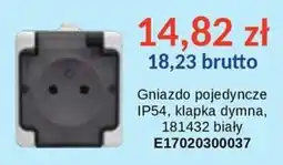 AT Gniazdo pojedyncze IP54, klapka dymna, 181432 biały oferta