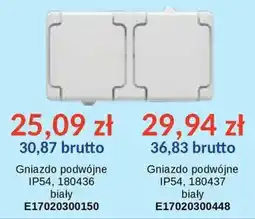AT Gniazdo podwójne IP54, 180436 biały oferta