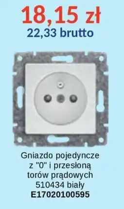 AT Gniazdo pojedyncze z "0" i przesłoną torów prądowych 510434 biały oferta
