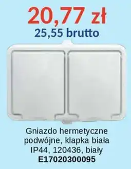AT Gniazdo hermetyczne podwójne, klapka biała oferta